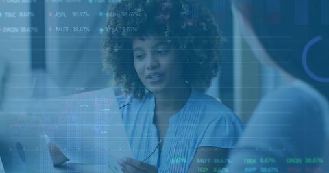 diverse business team analyzing financial data on overlay - Download Free Stock Images Pikwizard.com