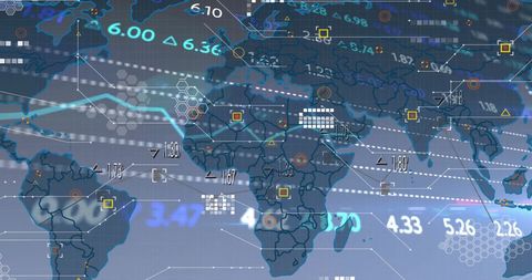 Global Financial Data and Network Visualization on World Map - Download Free Stock Images Pikwizard.com