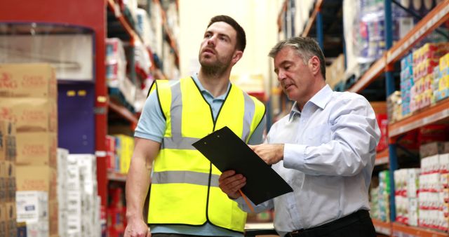 Warehouse Manager and Supervisor Discussing Inventory - Download Free Stock Images Pikwizard.com