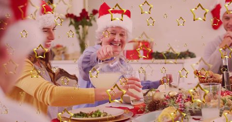 Joyful Christmas Dinner with Family Laughing and Celebrating Together