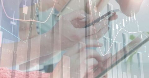 Professionals Analyzing Financial Data with Mobile Devices