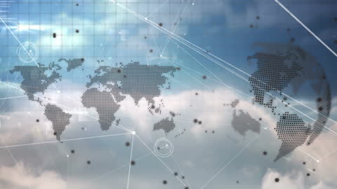 Futuristic Global Network Connections on Digital World Map