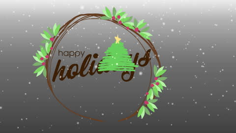 Festive Happy Holidays Greeting with Falling Snow Animation