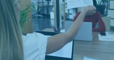 Professional Team Collaboration Sharing Financial Document in Office