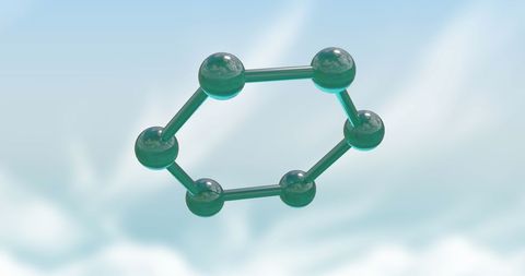 3d molecular structure in abstract sky background