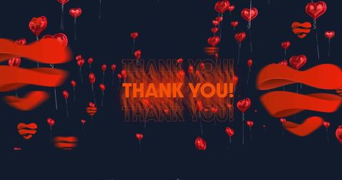 Floating Heart Balloons with Thank You Message on Black Background - Download Free Stock Images Pikwizard.com