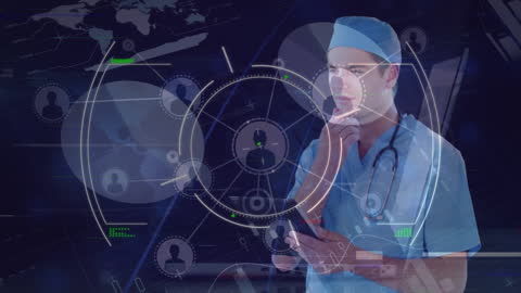 Digital Interface in Healthcare with Focused Doctor