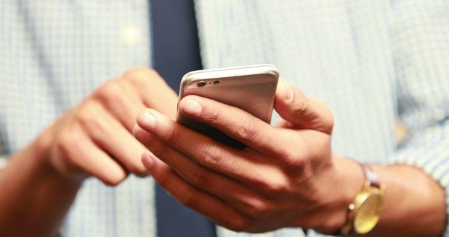 Businessman Texting on Smartphone While Wearing Formal Shirt - Download Free Stock Images Pikwizard.com