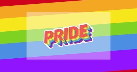 Vibrant LGBTQ Pride Text Over Rainbow Background