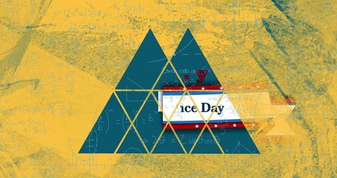 Geometric art with math equations and banner