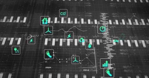 Sustainability Data Visualization with Green Energy Icons