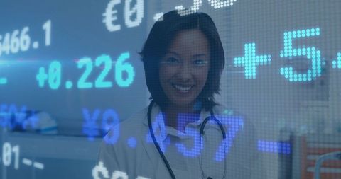 Female Doctor Analyzes Financial Data Impact on Healthcare