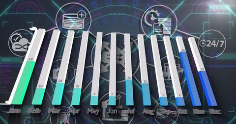 Digital Graphs and Icons in Virtual Environment - Download Free Stock Images Pikwizard.com