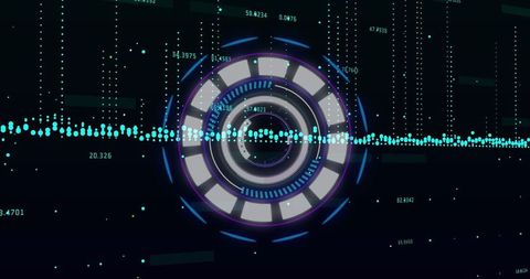 Futuristic HUD Interface with Dynamic Data Streams