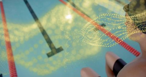 Swimmer by Poolside with Biomechanics Visualization