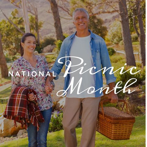 Happy Couple Celebrating National Picnic Month in Scenic Park
