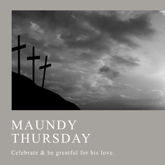 Maundy Thursday Worship with Cross Silhouettes and Cloudy Sky - Download Free Stock Templates Pikwizard.com