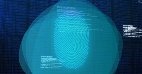 Digital Fingerprint Scanning Over Binary Code - Download Free Stock Images Pikwizard.com