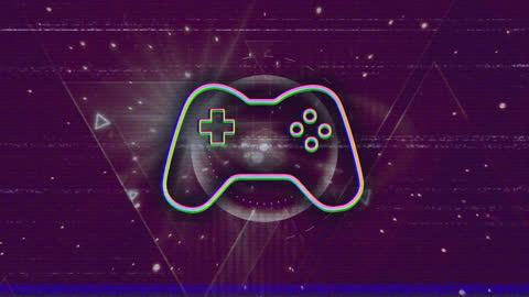 Futuristic Game Controller Over Digital Cosmos