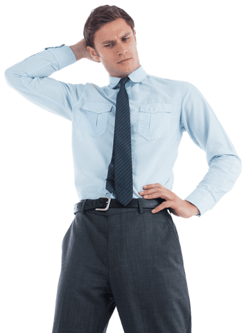 Thoughtful Confused Businessman on Transparent Background