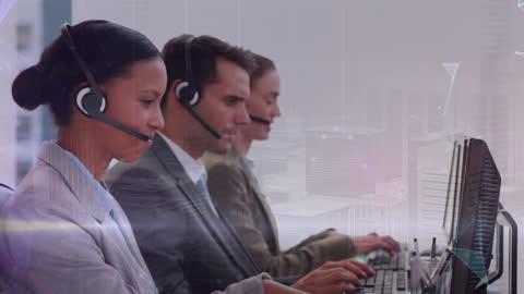 Global Communication Call Center Concept with Diverse Team
