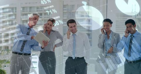 Dynamic Team Collaborating with Financial Analytics Concepts Overlay - Download Free Stock Images Pikwizard.com