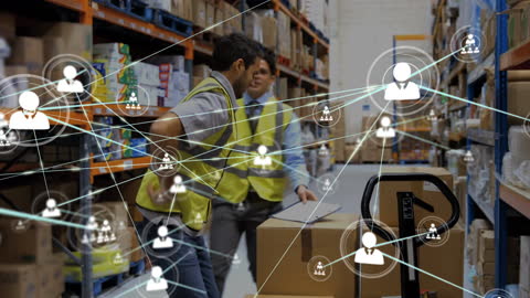 Warehouse Professionals Using Networked Technology System