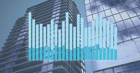 Digital Data Visualization with Modern Architecture Backdrop