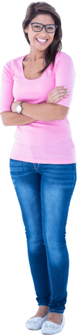 Transparent Background of Smiling Woman Standing with Arms Crossed