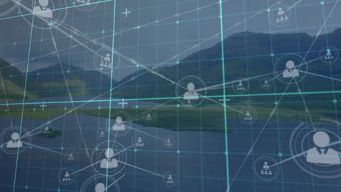 Digital Networking Overlay on Scenic Landscape