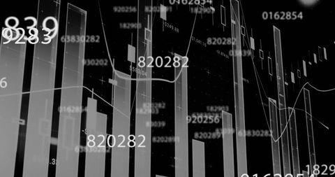 Abstract Digital Financial Data on Black Background