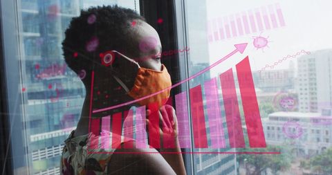 Businesswoman Contemplates Financial Data Amid Pandemic