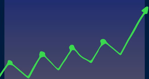 Rising Data Chart Digital Animation with Blue Background