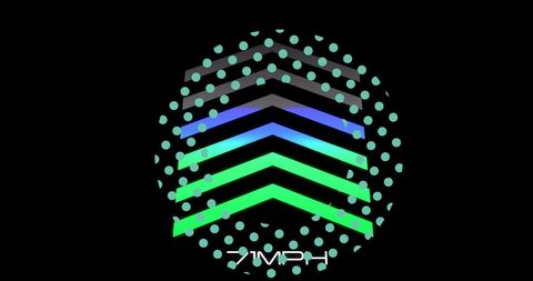 Abstract circle with green dots and speedometer