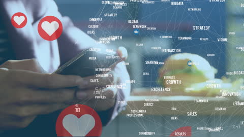 Digital Networking and Data Flow Concept with Smartphone