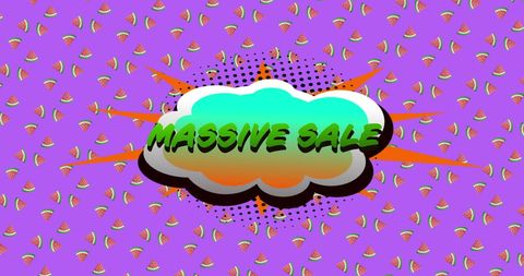 Vibrant retro massive sale design with watermelon pattern