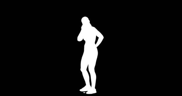 Silhouette of Woman Pondering Against Black Background - Download Free Stock Images Pikwizard.com