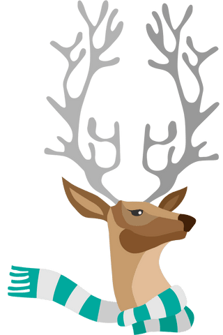 Festive Reindeer Adorning Stylish Scarf on Transparent Background
