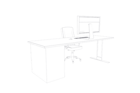 minimalist transparent office desk with computer and chair outline - Download Free Stock Videos Pikwizard.com