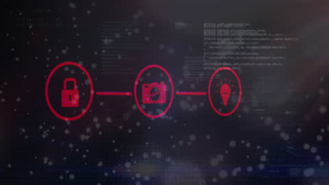 Digital Security and Data Processing Animation with Icons