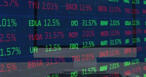 Stock Market Data Projecting on Desktop Computer Screen - Download Free Stock Images Pikwizard.com
