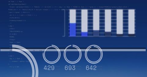 High-tech data processing and virtual data analysis display