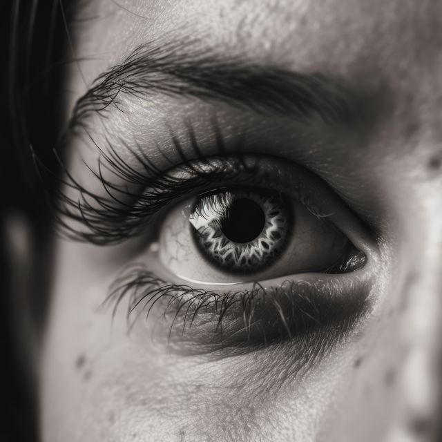 Close up of woman's eye in black and white, created using generative ai technology - Download Free Stock Photos Pikwizard.com
