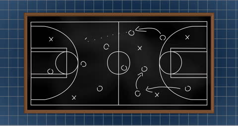 Basketball Strategy Blackboard with Game Plan