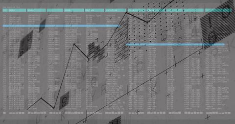 Displaying redacted dataset on worn ledger with turquoise headers, textured analytics overlay