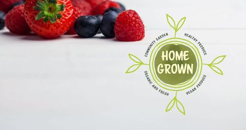 Home grown berries emphasizing vegan and organic lifestyle