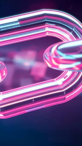 Rotating Neon Pink Cyan Chain Link Vertical Video Loop | Futuristic Abstract Tech Motion