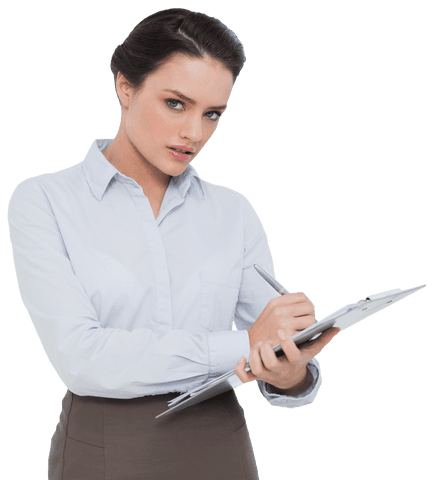 transparent businesswoman writing on clipboard - Download Free Stock Videos Pikwizard.com