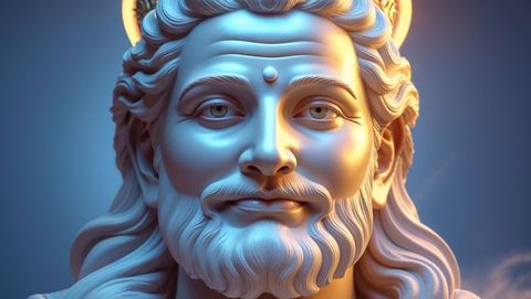 Classical Stone Bust with Halo and Serene Expression