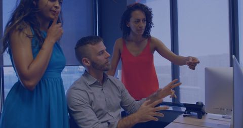 Team Collaborating in Modern Office Sequence - Download Free Stock Images Pikwizard.com